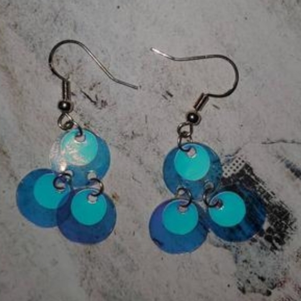 Iridescent sequin dangle earrings
